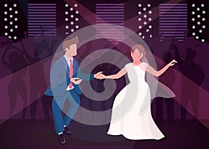 Wedding night party flat color vector illustration