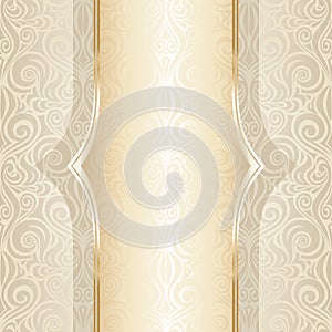 Wedding ornate decorative vintage Background Ecru Bege with golden copy space