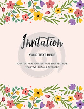 Wedding Party and Anniversary Invitation Card Template. Colorful Floral Illustration Vector Creative Design