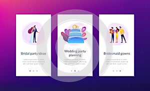 Wedding party app interface template.