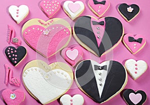 Wedding party bridal cookie favors with small hearts