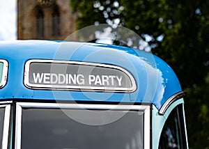Wedding party bus coach transportation blue old vehicle