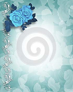 Wedding or party invitation Blue Roses