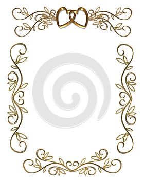 Wedding or Party Invitation gold Border photo