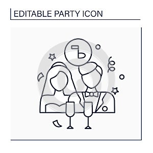 Wedding party line icon