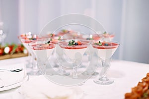 Wedding Party. Red cocktails in glasses ready for party people