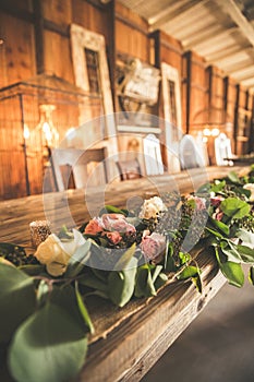 Wedding party Table in a Barn