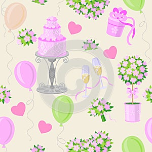 Wedding Pattern in Pink-Green Color