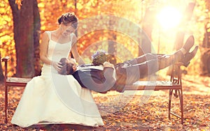 Wedding photo of bride and groom