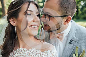 Wedding photography of emotions of the bride and groom in different locations