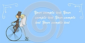 Wedding picture, bride and groom vector