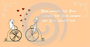 Wedding picture, bride and groom vector