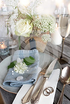 Wedding place setting in vintage style