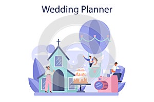 Wedding planner concept. Professional organizer planning wedding