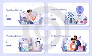 Wedding planner web banner or landing page set. Professional organizer