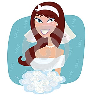 Wedding portrait: happy bride in white