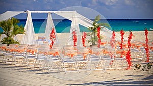 Wedding preparation on Mexican beach