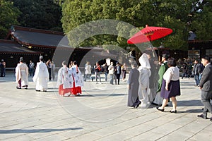 Wedding procession at Meiji shrine