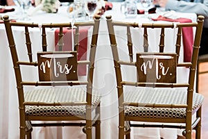 Wedding Reception Bride and Groom Chairs Mr. Mrs.