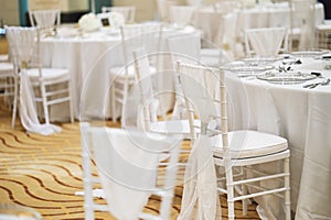 Wedding reception dinner table setup for luxury wedding celebration