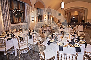 Wedding reception venue at night