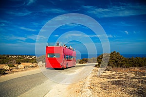 Wedding red bus in Cyprus