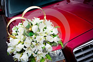 Wedding red limousine