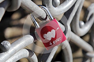 Wedding red lock with hearts