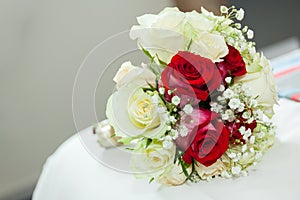 Wedding red and white roses bouquet