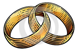 Wedding Ring Bands Vintage Woodcut Illustration