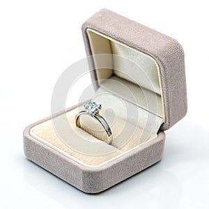 Wedding ring in a box isolated on transparent background