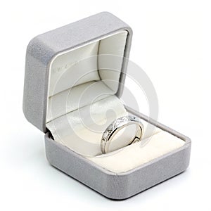 A wedding ring in a box isolated on transparent background