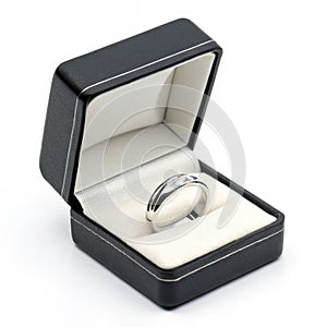 A wedding ring in a box isolated on transparent background