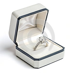 A wedding ring in a box isolated on transparent background