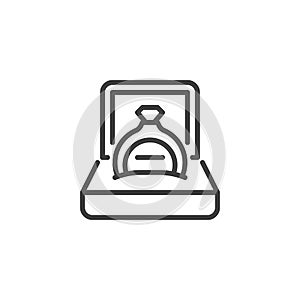 Wedding ring box line icon