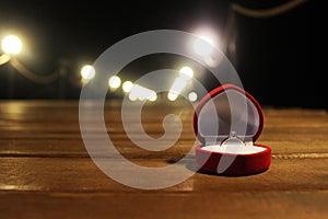 Wedding Ring on the Bridge on wedding day. preparation for betrothal.