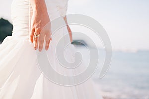 Wedding ring on bride`s hand