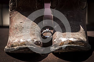 Wedding ring and cowgirl boots