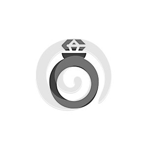 Wedding ring with diamond vector icon