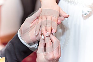 Wedding ring, hands. photo