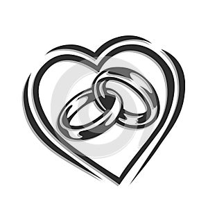 Wedding ring in heart