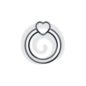 Wedding ring heart icon line design
