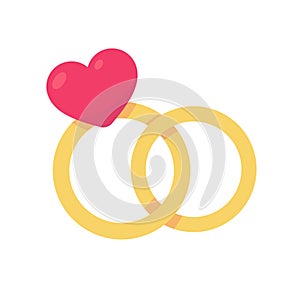 Wedding ring with pink heart on top Couple rings representing the love of married couples