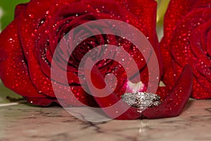 Wedding Ring and Red Roses