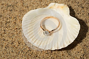Wedding ring in a shell