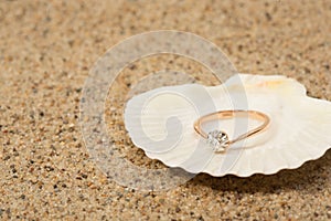 Wedding ring in a shell