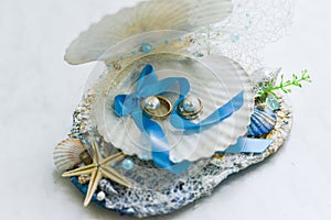 Wedding ring in a shell