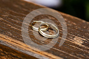 Wedding ring, symbol of love and marriage. Wedding rings creative macro and close up photography
