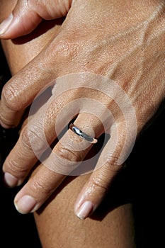 Wedding ring on womans finger