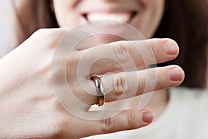 Wedding ring on women finger